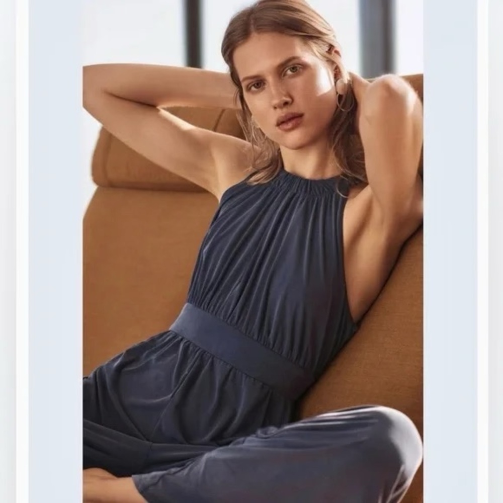 Anthropologie Moulinette Soeurs Eremita Blue Wide Leg Jumpsuit - Picture 2 of 5